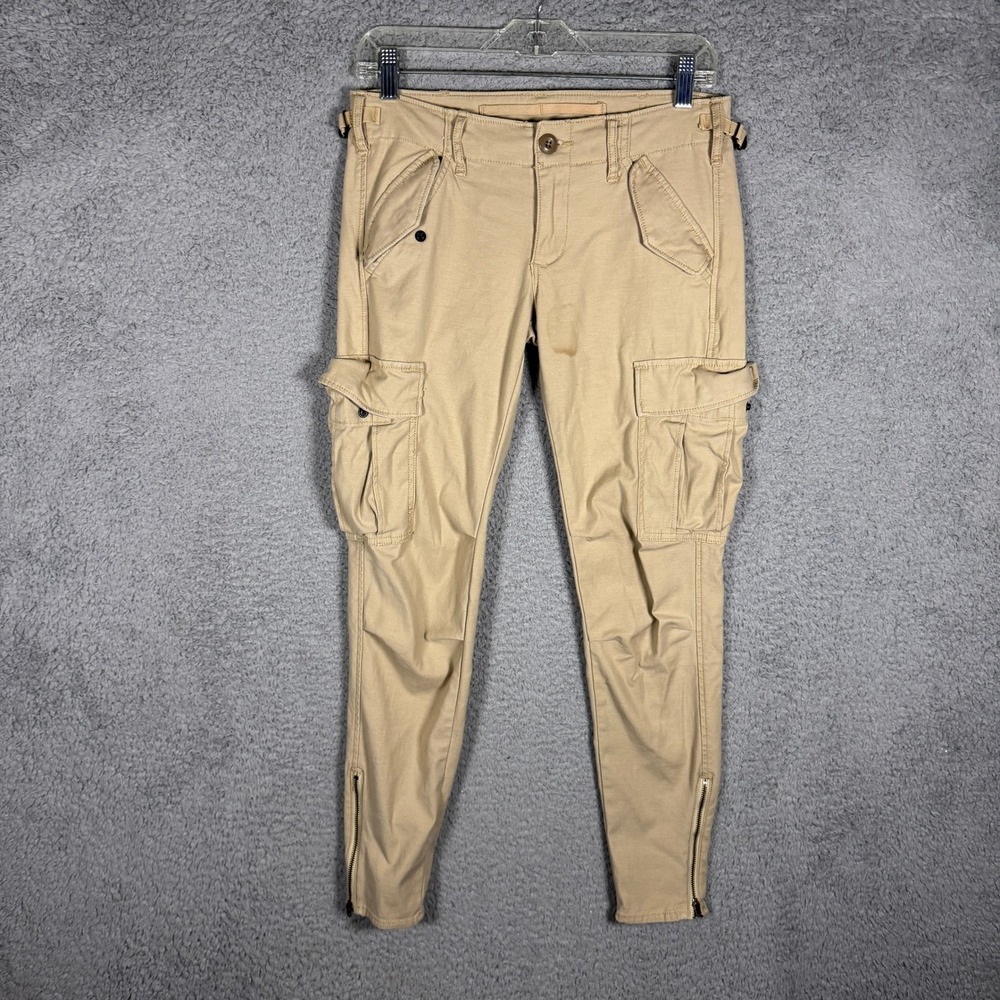 Denim & Supply Ralph Lauren Tan Skinny Cargo Pants Womens 28 Ankle‎ Zip Utility